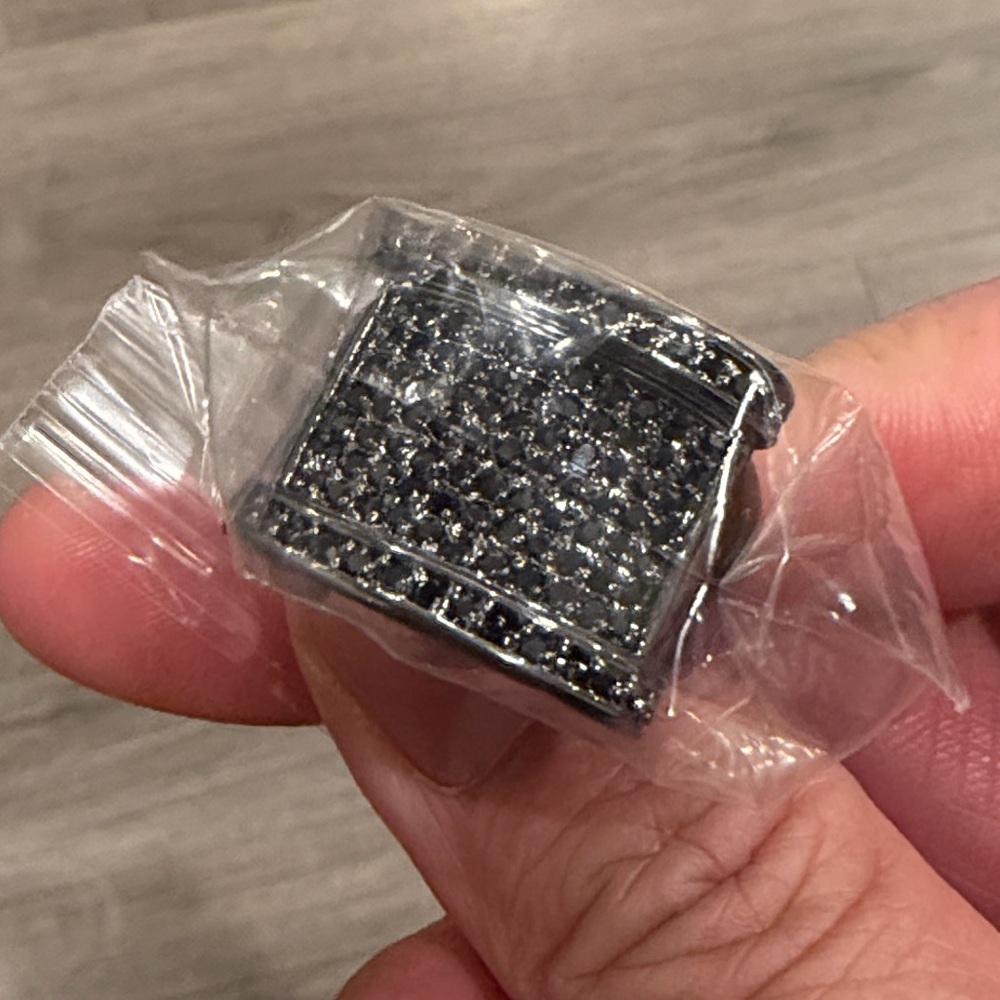 Black Bling Bling Ring Cubic Zirconium CZ Size 12